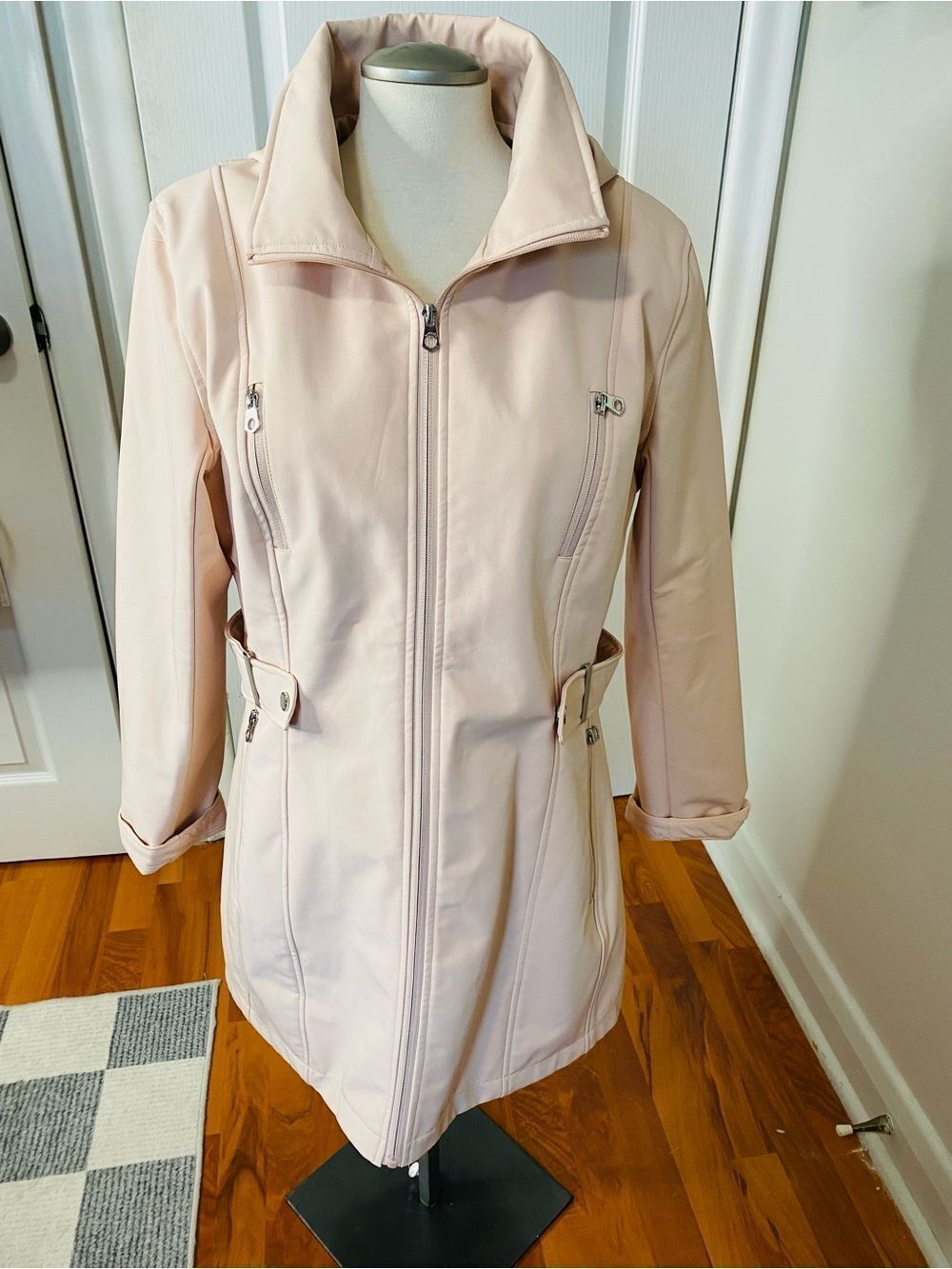 🛍️Nautica Blush Pink Short Trench w Detachable Hood XL - Picture 10 of 14